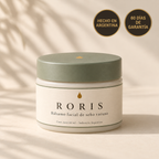 Frasco de Bálsamo facial Roris de 60 ml, cerrado, con tapa verde salvia. Hecho en Argentina, 60 días de garantía.