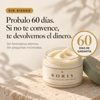 Frasco abierto de Roris con el sello de 60 días de garantía. Si no te convence, te devolvemos el dinero.
